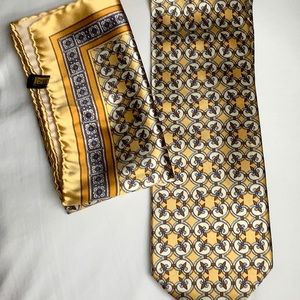 Zilli Silk Men’s Tie and Pocket Square EUC